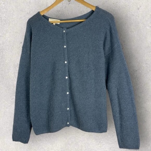Sezane Gaspard Reversible Sweater Size Small Vintage Blue Cardigan Knit Mohair S - Picture 11 of 12